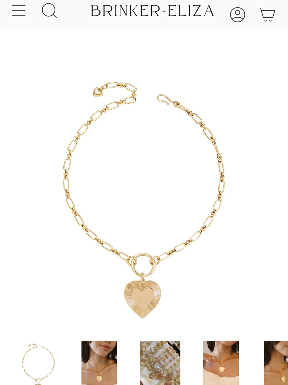 Brinker + Eliza Gold Heart Pendant Chain Necklace - Picture 2 of 4